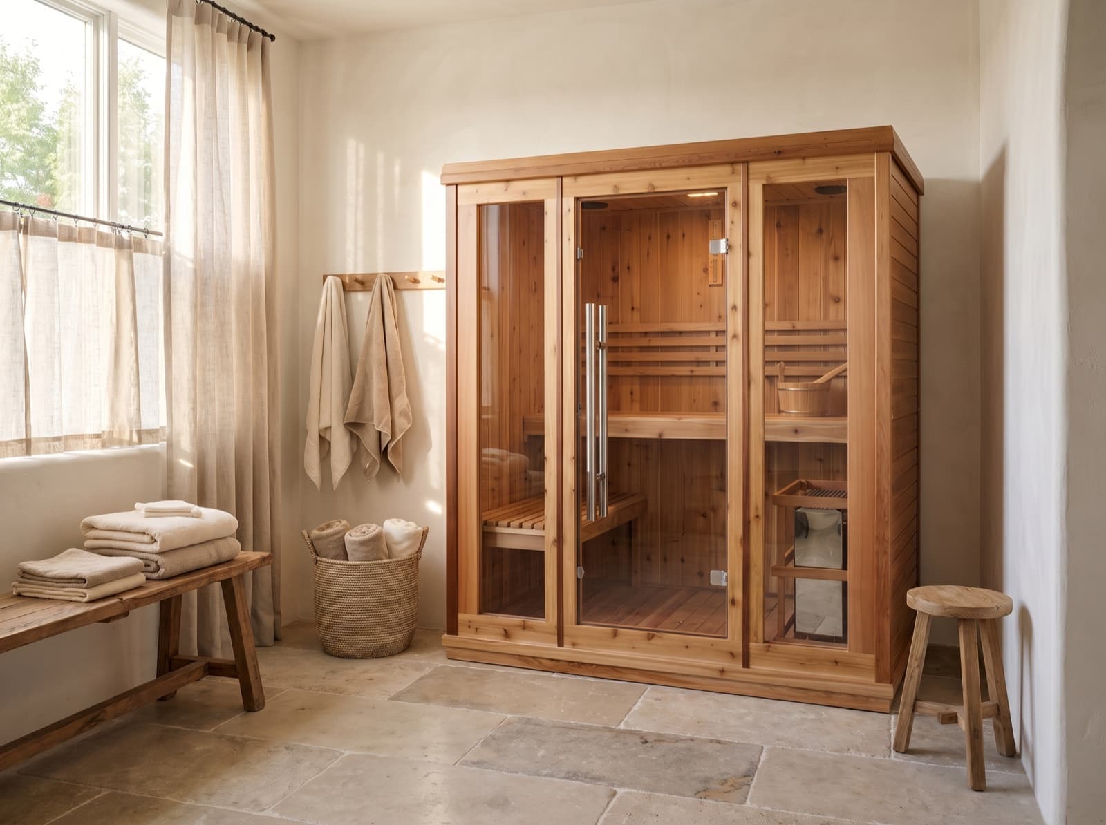 3 Person Indoor Traditional Sauna Double Bench
