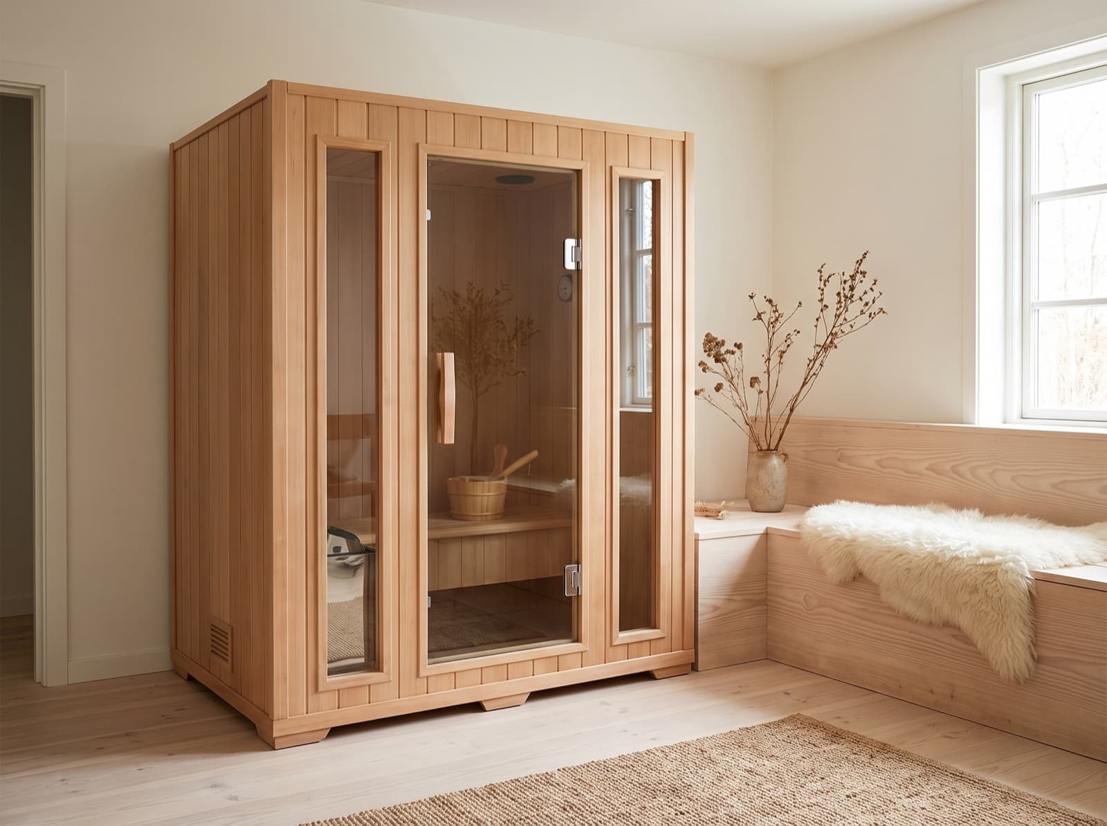 3-Person Indoor Traditional Sauna Single Bench