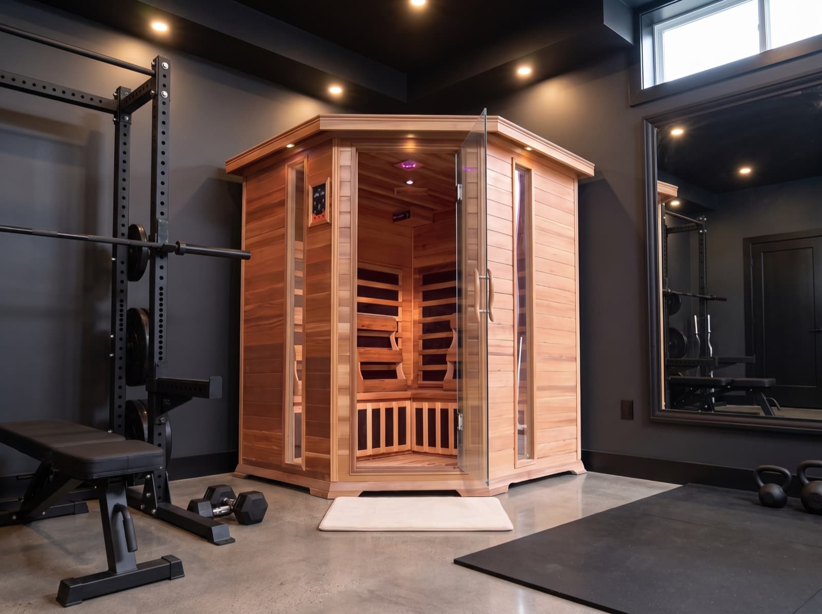 4-Person Indoor Infrared Corner Cedar Sauna