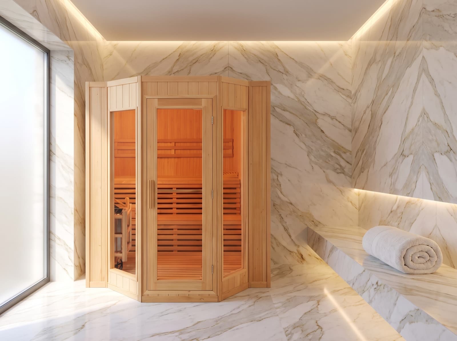 4-Person Indoor Traditional Sauna Double Bench with 6kW Harvia Heater