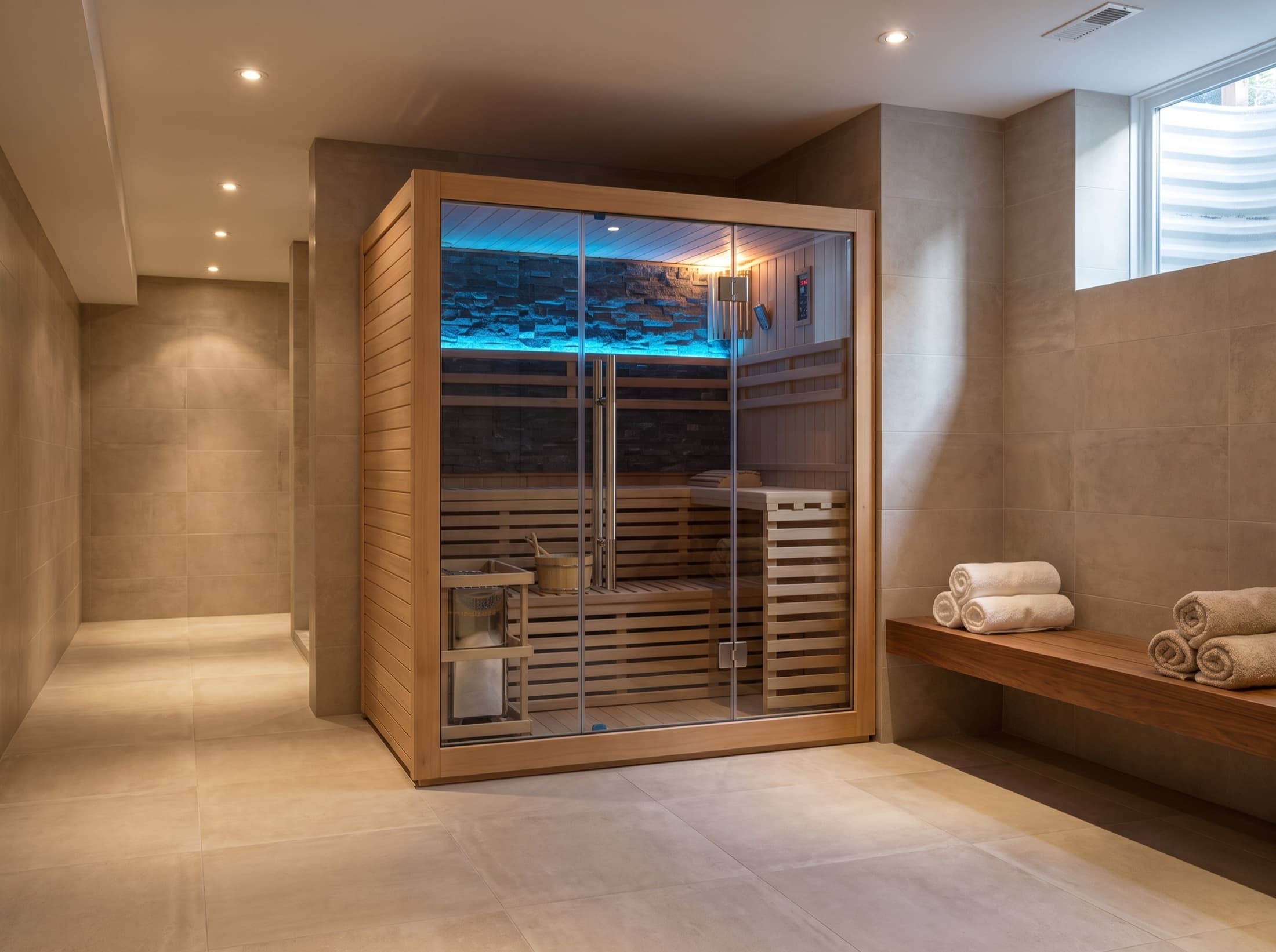 Galaxie 4-Person Indoor Traditional Sauna with Double Bench and 6kW Harvia Heater