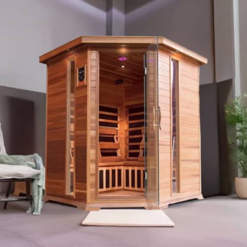 4-Person Indoor Infrared Corner Cedar Sauna